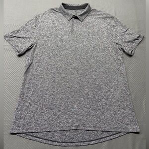Lululemon men's performance polo shirt heather gray zipper closure size L